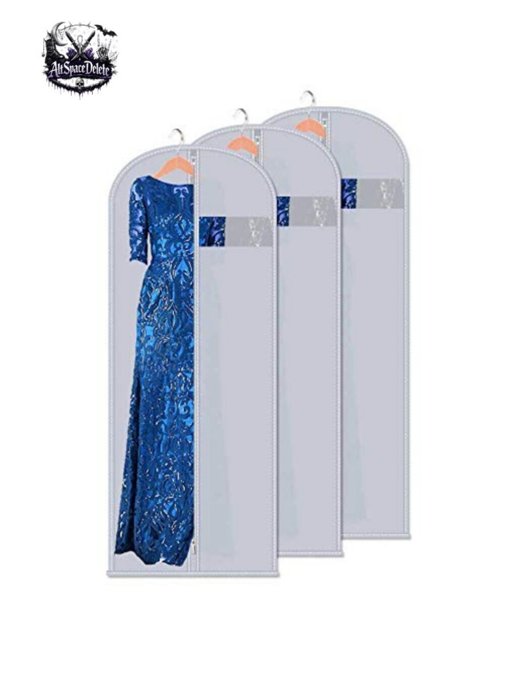 60" PEVA Garment Bags 3 Pack Clear Window Dress Covers for Gowns Coats